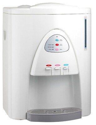 Table top hot/cold water filtering system