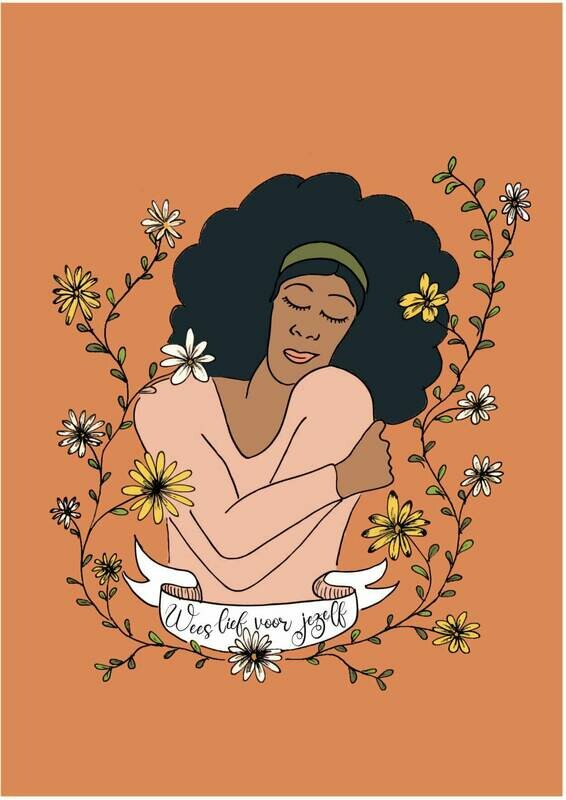 Kaart illustratie 'Wees lief voor jezelf'