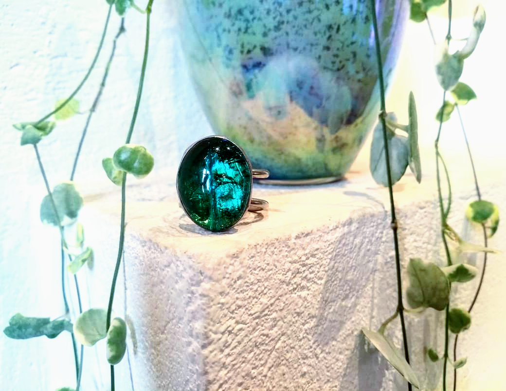 Anello Goccia verde acqua