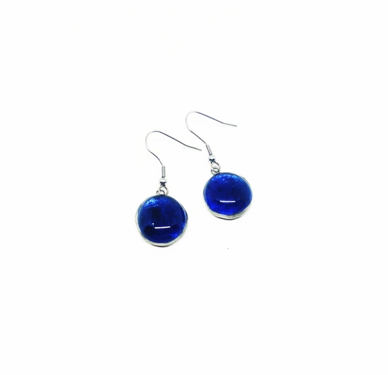 Orecchini Goccia blu con brillii 