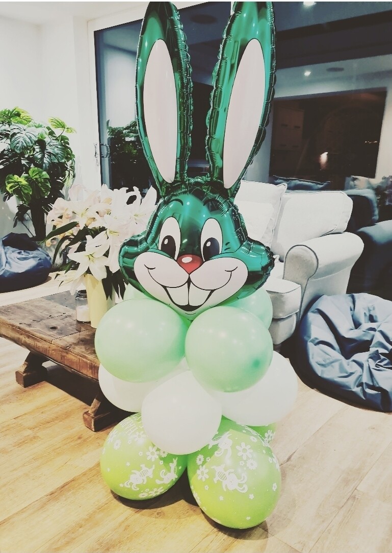 Easter bunny balloon tower