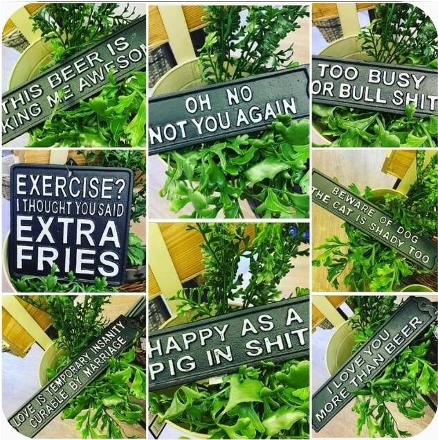 Cast iron sign temporary insanity 