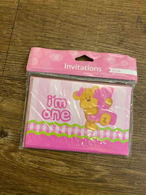 Party Invites - Pink Bear