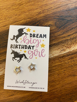 Wish String Dream Big Birthday Girl Earrings