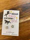 Wish String Dream Big Birthday Girl Earrings