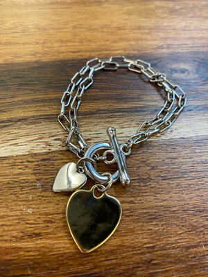 Sweetheart Silver &amp; Gold T Bar Bracelet By D&amp;X London