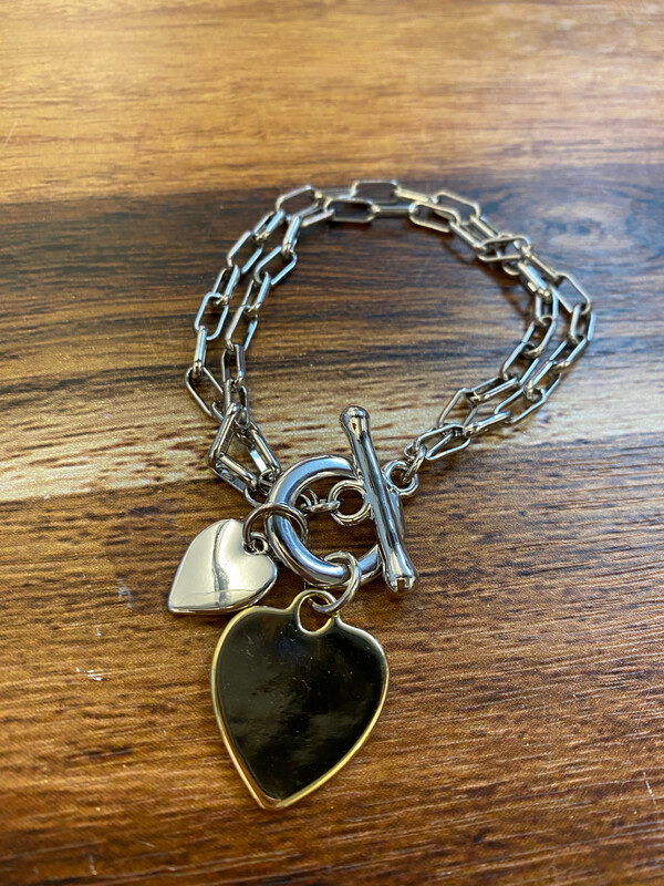 Sweetheart Silver &amp; Gold T Bar Bracelet By D&amp;X London