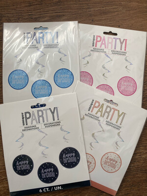 Hanging  Swirl Decorations - Packing 6