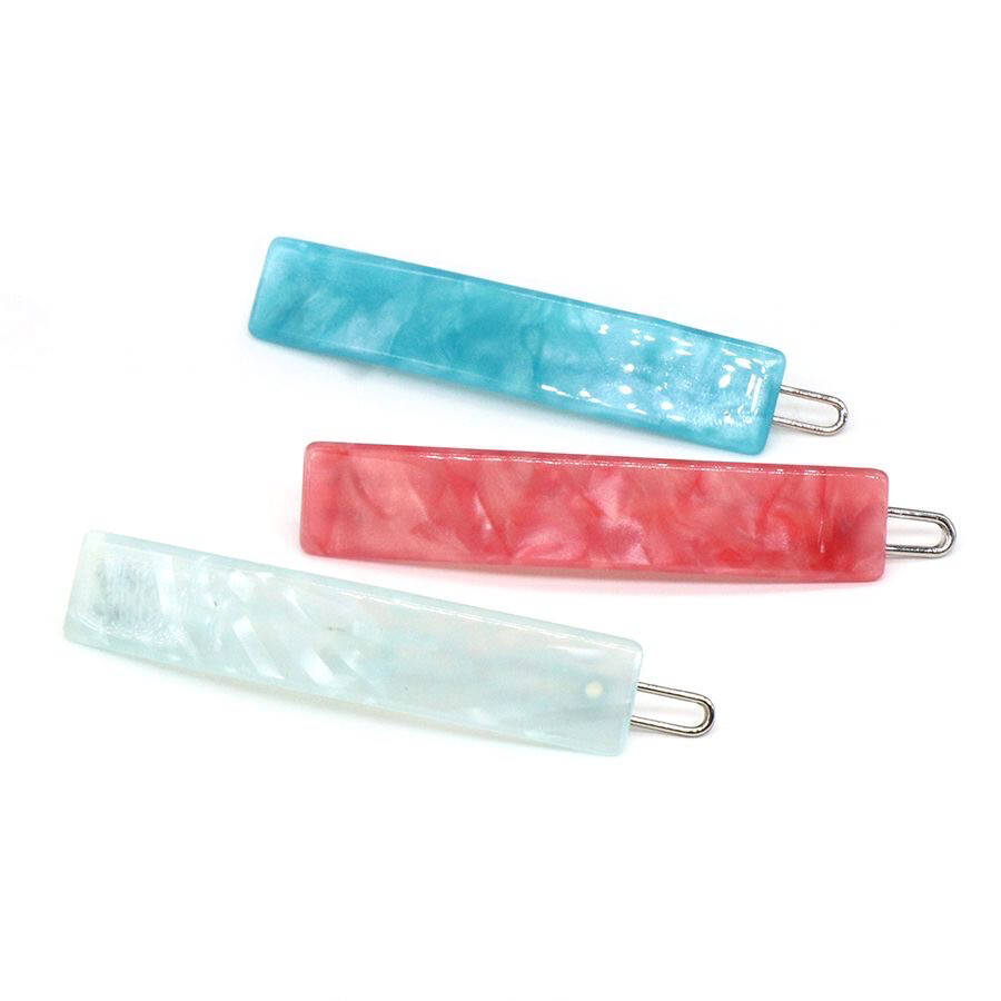 Aqua and Coral Mix Shell Effect Hair Clip Trio