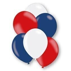 Bunch of 6 helium balloons red white blue 