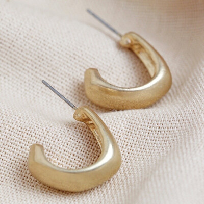 Wide Irregular Shape Hoop Earrings in Gold Or Silver By Lisa Angel