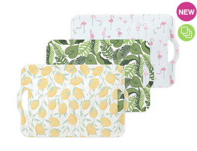 Summer Party Bamboo Serving Tray 42cm x 29.5cm FLAMINGO