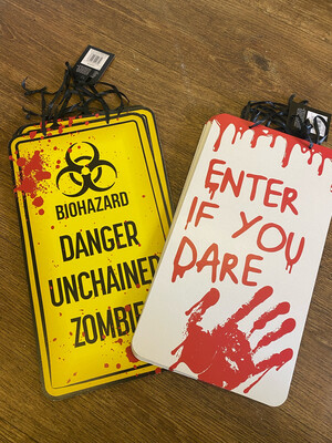 Halloween Warning Plaques Signs - Double Sided! … JUST YELLOW