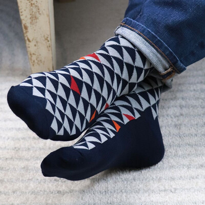 Men’s black and orange mix stripe triangle bamboo sock trio