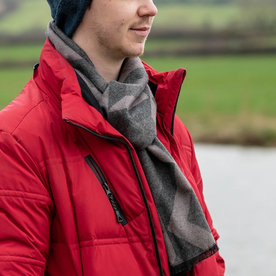 Men’s Grey Mix Large Chevron Scarf