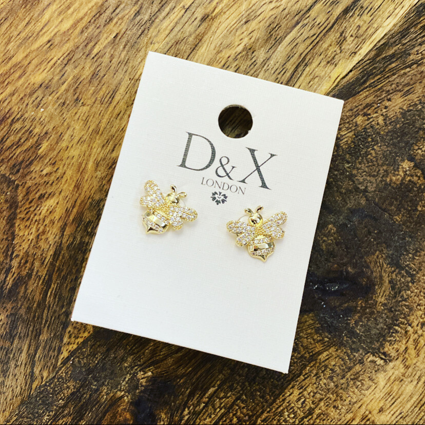 Keira Cubic Zirconia Stud Earrings - Gold and Clear By D&amp;X London