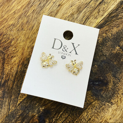 Keira Cubic Zirconia Stud Earrings - Gold and Clear By D&amp;X London