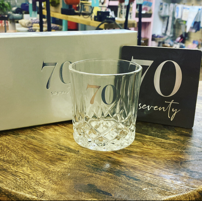 Milestone Whiskey Glass And Coaster