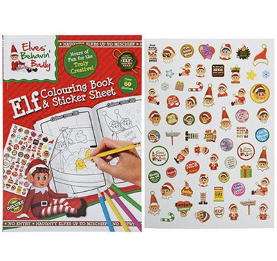 Naughty Elf Large Colouring Book with Stickers