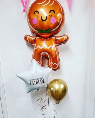 Christmas gingerbread personalised balloon bunch