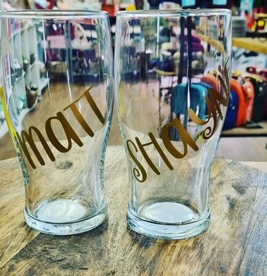 Personalised pint glass