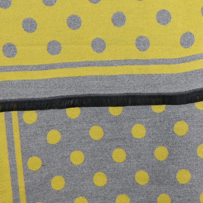 Yellow and soft grey mix reversible dot scarf