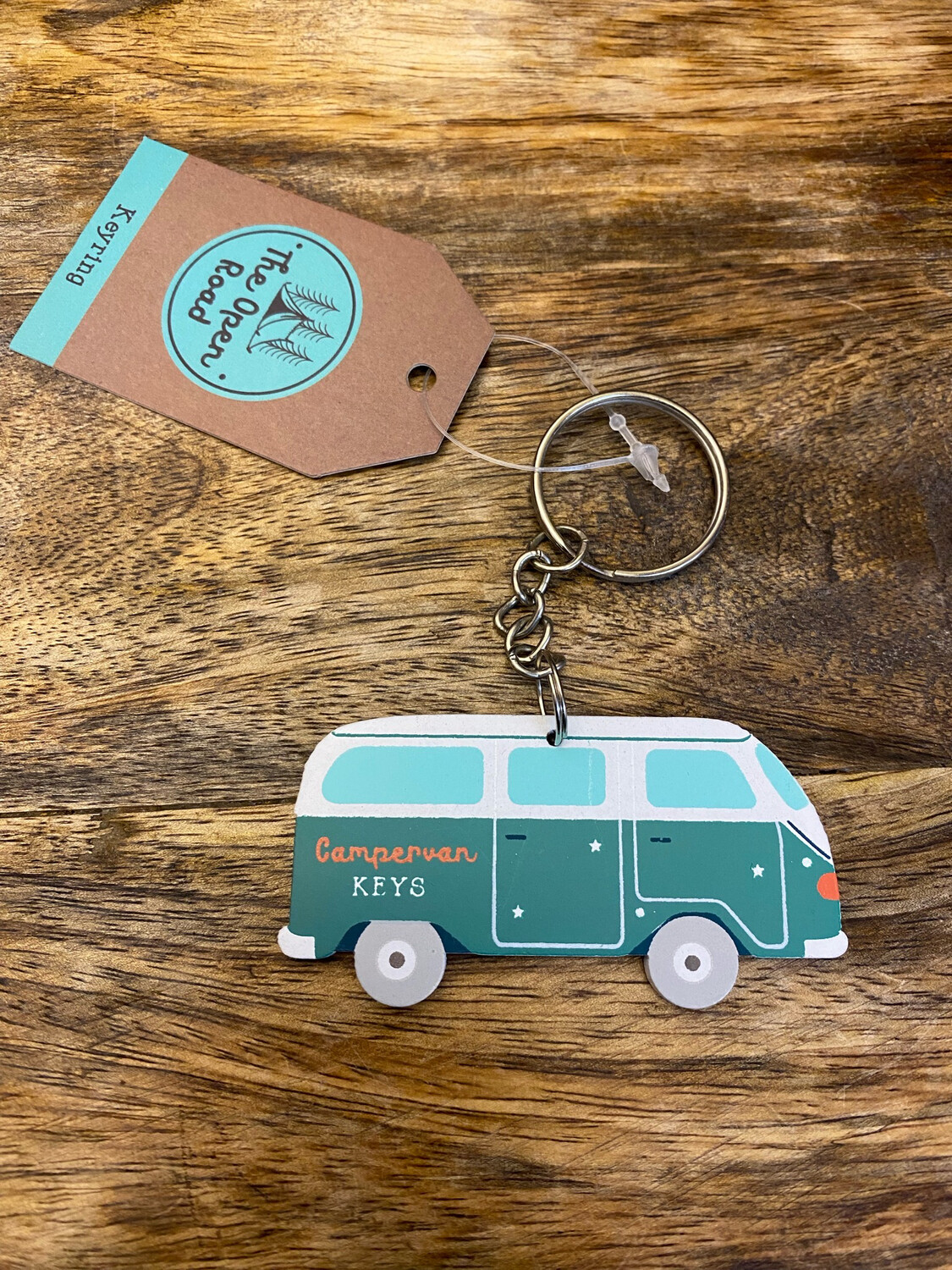 Green Wooden Campervan Keyring