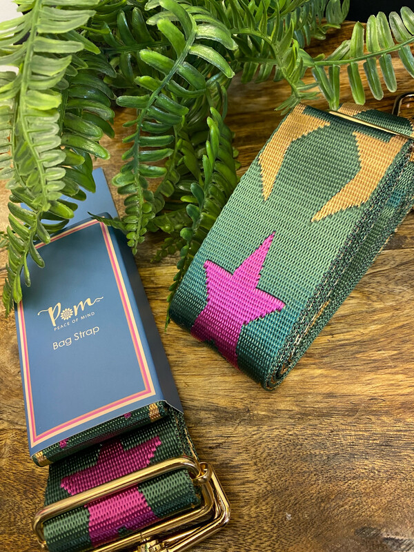 Khaki With Gold &amp; Pink Stars Interchangeable Bag Strap
