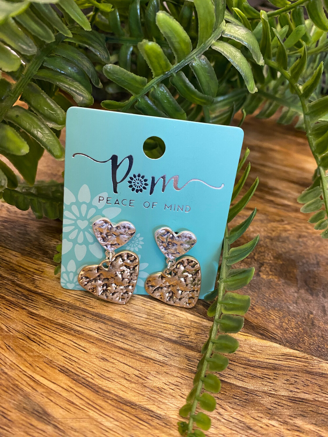 Double Beaten Heart Earring in Gold and Silver By POM