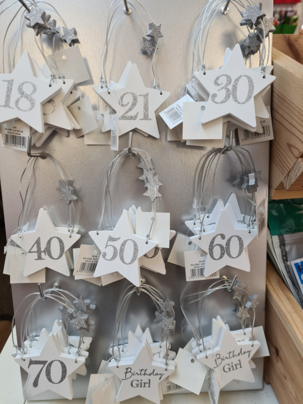 Star Age Plaque - Silver Glitter Birthday Boy