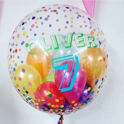 Bubble balloon personalised -  coloured confetti 