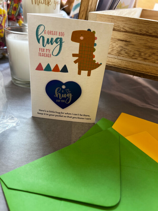 A Hug for My Teacher - Metal Hug Heart And Card