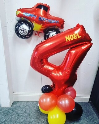 Number balloon coloum &amp; Monster truck