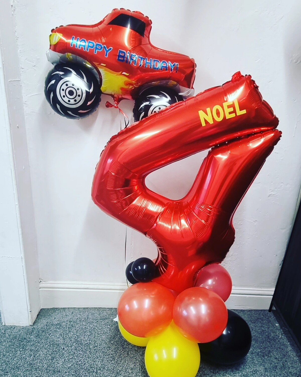 Number balloon coloum &amp; Monster truck