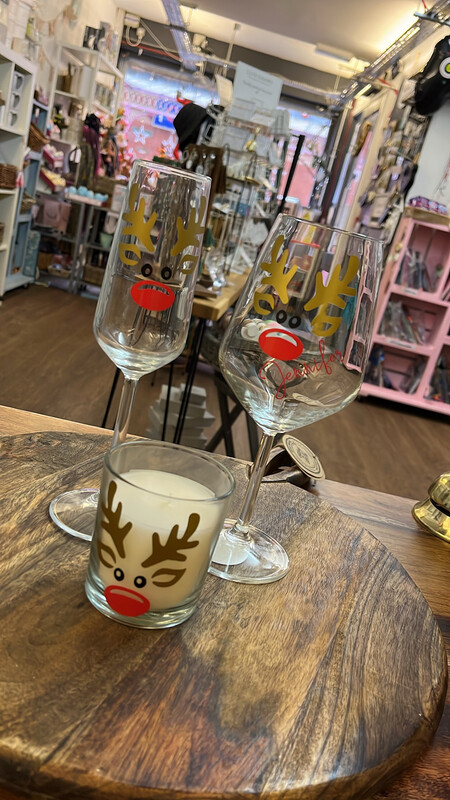 Personalised Christmas Flute/Wine Glass/candle