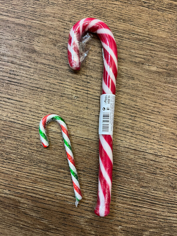 Giant Red &amp; White Candy Cane Sweets - 100g