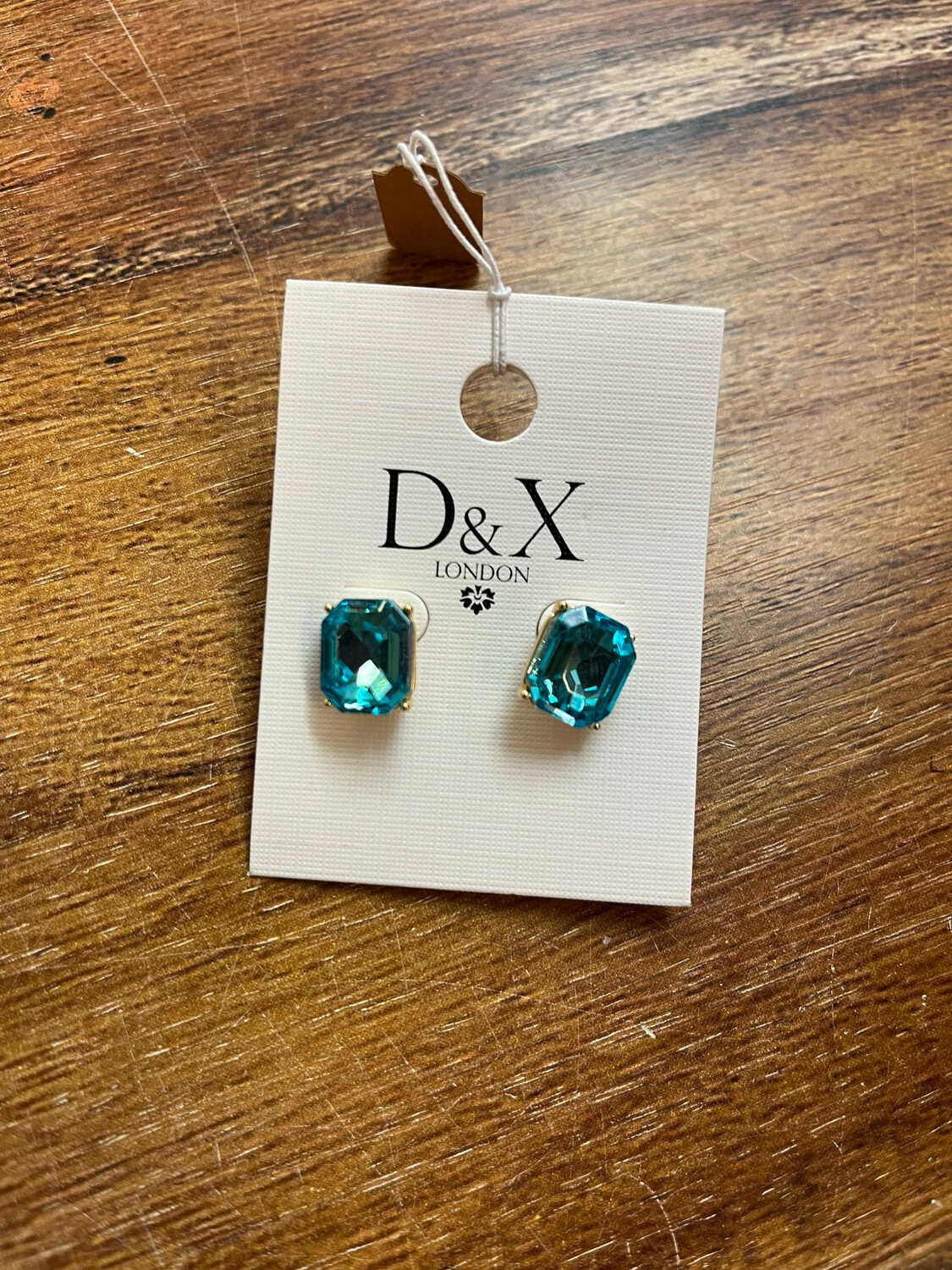 Aqua Blue Crystal Earrings In Gold-Tone By D&amp;X London