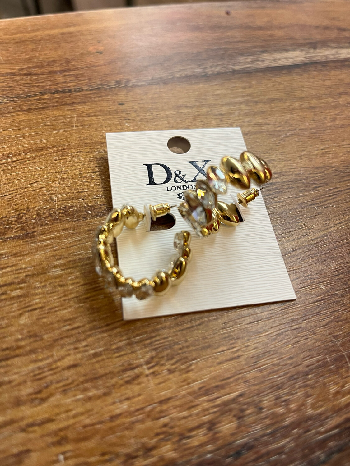 Elizabeth Crystal Post Earrings Gold By D&amp;X London