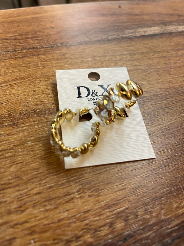 Elizabeth Crystal Post Earrings Gold By D&amp;X London