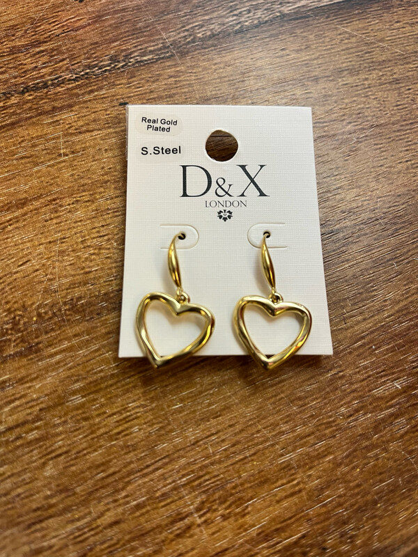 Contemporary Heart Hook Earrings In Gold-Tone By D&amp;X London