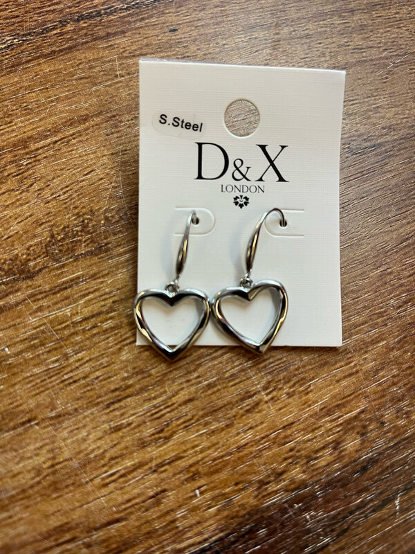 Contemporary Heart Hook Earrings In Silver -Tone By D&amp;X London