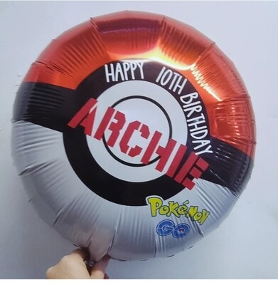 Pokemon ball personalised balloon