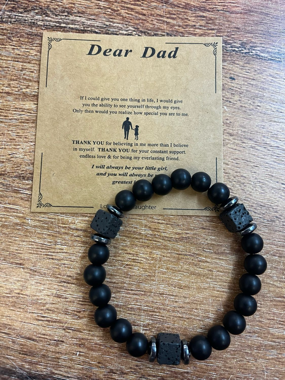 Dear Dad Black Bracelet