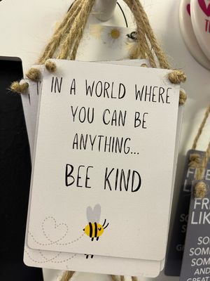 Metal Plaque “in A World Where You Can Be Anything Bee Kind” 🐝