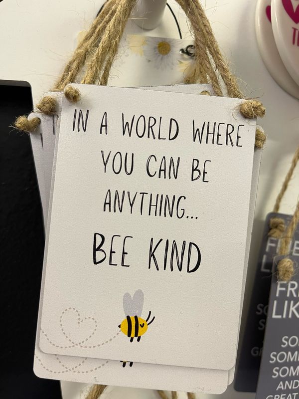 Metal Plaque “in A World Where You Can Be Anything Bee Kind” 🐝