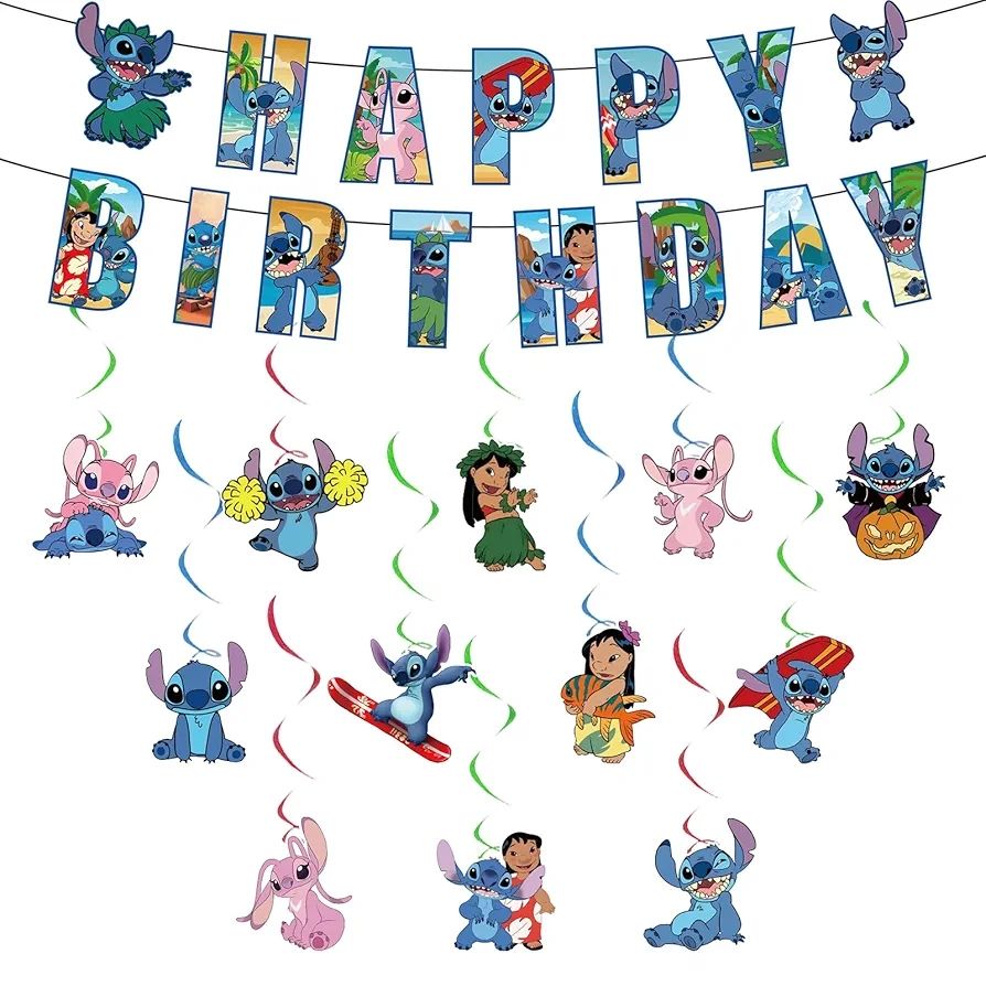 Stitch birthday banner