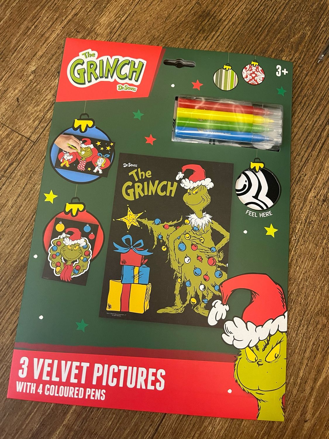 Grinch - Set 3 Velvet Art Pictures With Colours