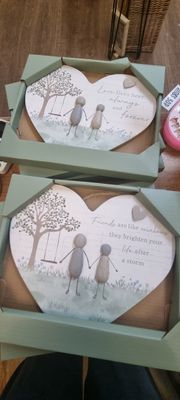 Pebble art wooden heart friends or love