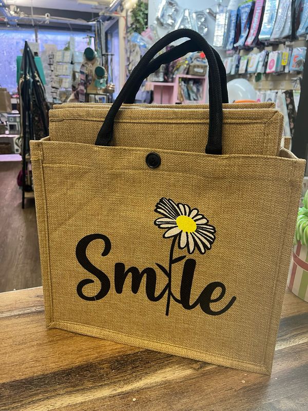 Smile Hessian bag