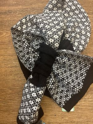 Knitted Scandi Pattered Shirt Pull Through Scarf Black